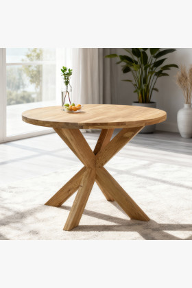 Drevený okrúhly stôl s prekríženými nohami Ø100 cm